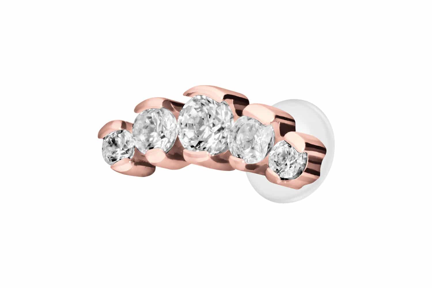 PTFE Labret Piercing mit Innengewinde + Titan-Aufsatz 5 EINGEFASSTE KRISTALLE